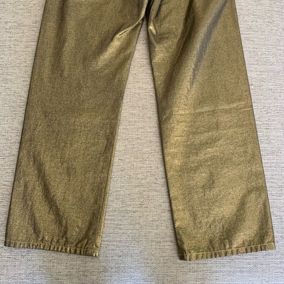 🔥LAST CHANCE 💯 AUTH CHANEL Gold straight Leg PANTS - Picture 9 of 15